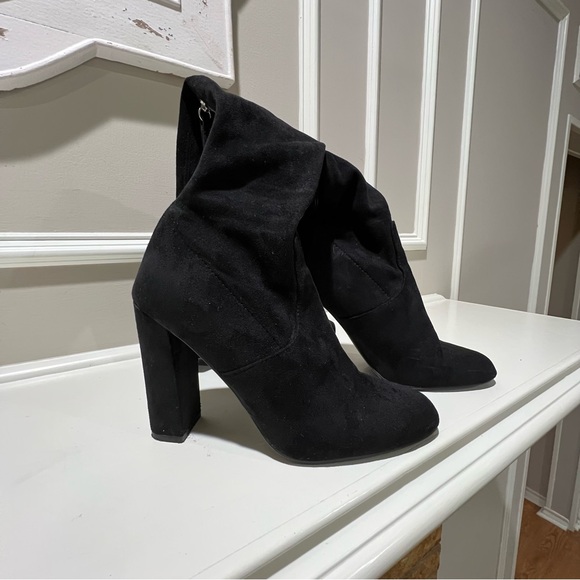 Steve Madden Emotions Black Suede Over-the-Knee Block Heel Boots - Picture 6 of 9